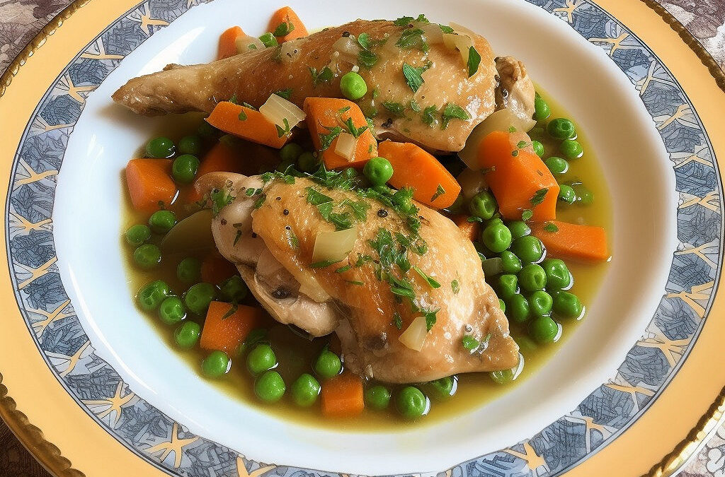 Poulet Sauté aux Petits Pois et Carottes